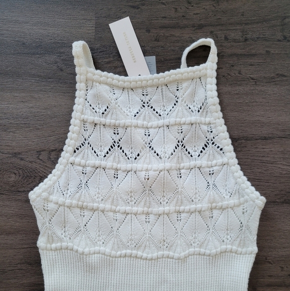 Rebecca Taylor White Viscose Knit Peplum Sweater Tank NWT Sizes XS & Medium - Picture 5 of 11